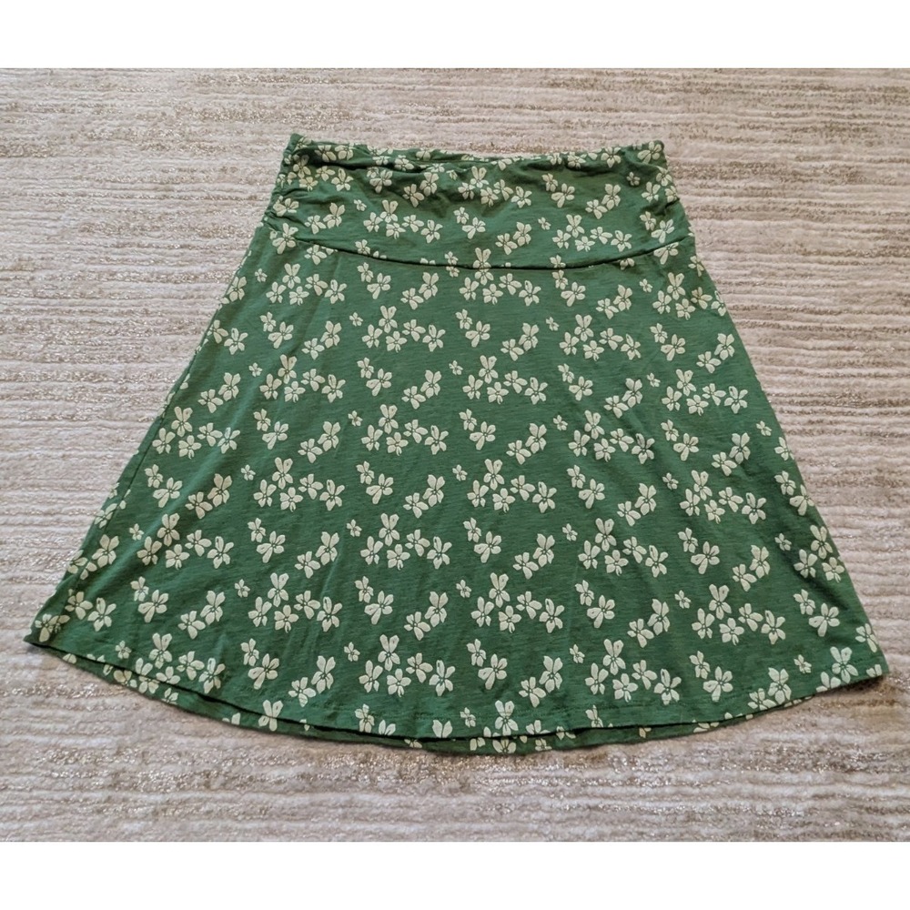 Toad and Co Chaka Skirt Sz M Elastic Waist Floral A Line Stretch Organic Cotton